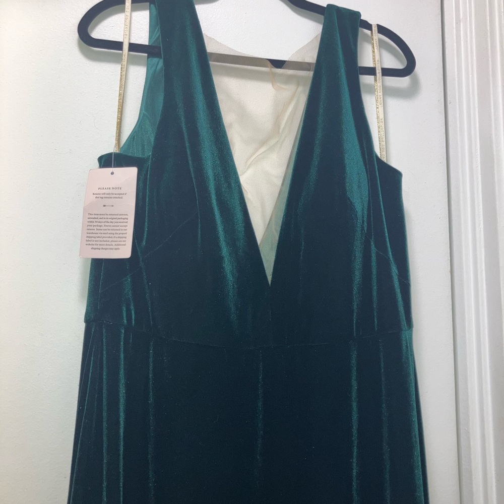 Jenny Yoo Logan Deep-V Velvet Column Gown - Picture 6 of 7